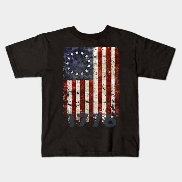 Betsy Ross Kids T-Shirt by Trapezoid